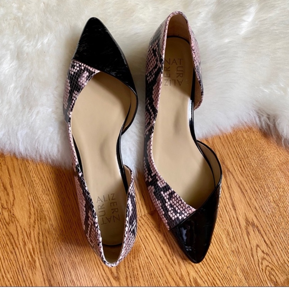 Naturalizer Pink and Black Snakeskin Hayden Flats